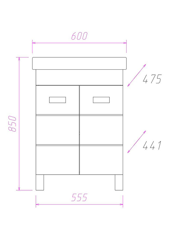 Тумба под раковину Onika Балтика-Квадро 60 белый 106035 - 2