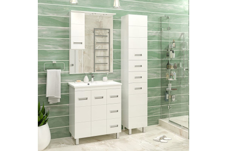 Тумба с раковиной Misty Селена 75 белая глянцевая СО000001651 - 1