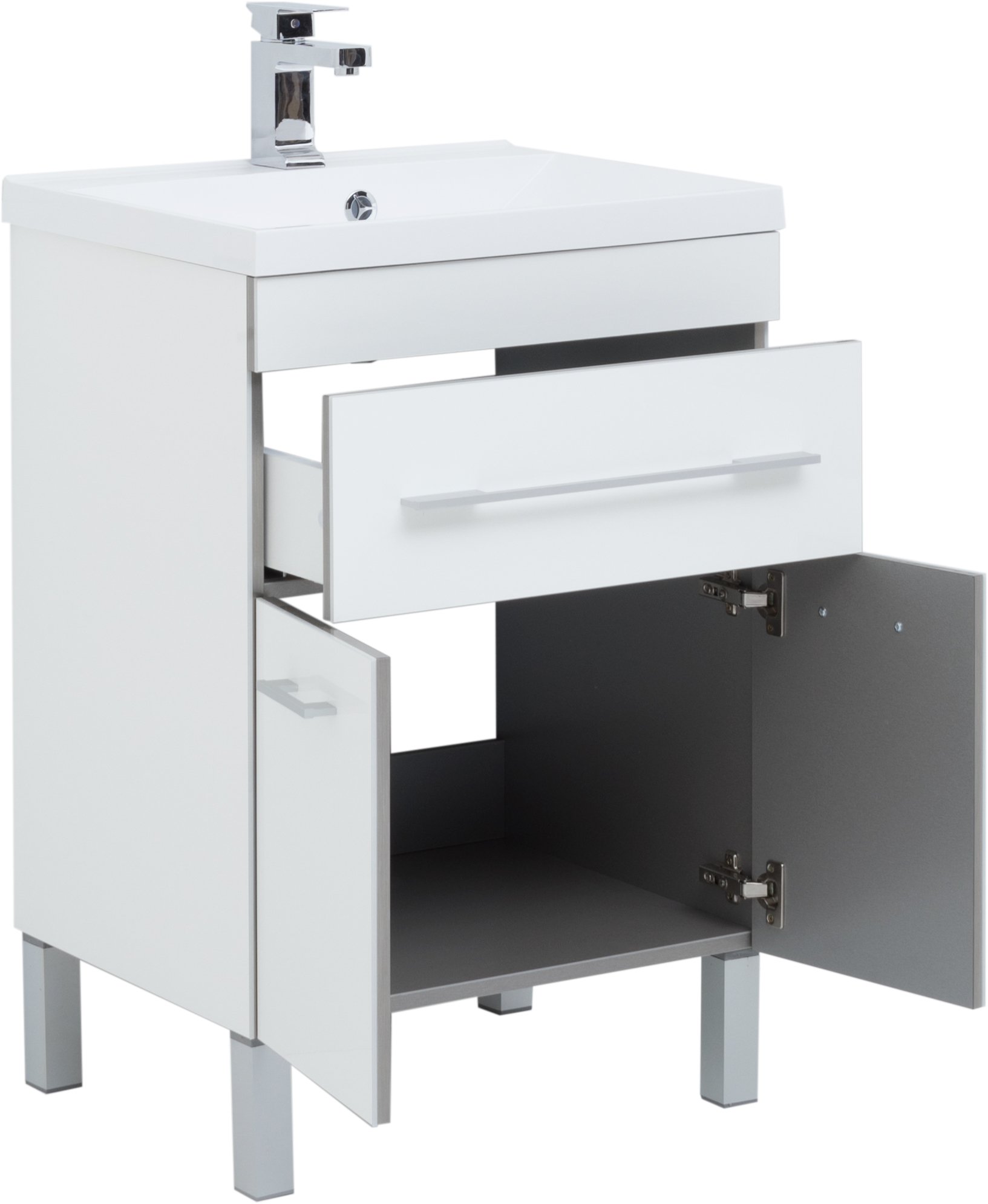 Тумба с раковиной Aquanet Верона 58 белая, 1 ящик, 2 двери - 2