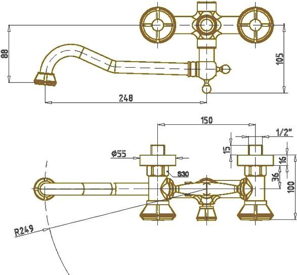 Душевая стойка Bronze de Luxe Royal  10121DR - 8