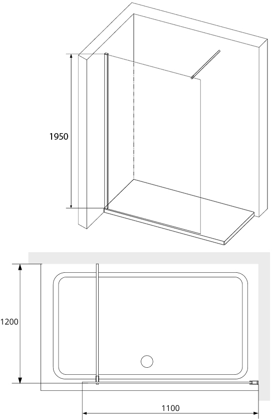 Душевая перегородка RGW WA-010-B 110x200, стекло прозрачное 351001011-14 - 2