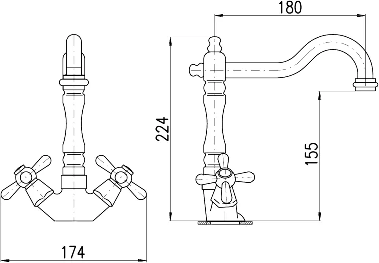 Смеситель для раковины Rav Slezak Morava retro белый  MK321.5/8B - 1