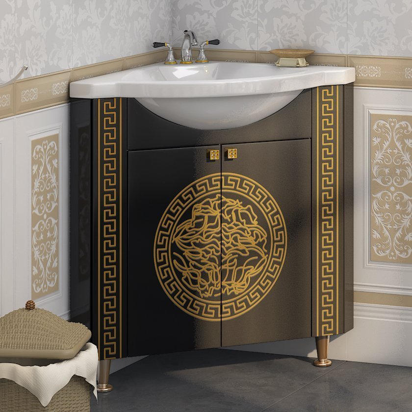 Тумба для комплекта Misty Olimpia Lux 60 угловая, черная патина Л-Олл01060-023Уг - 0