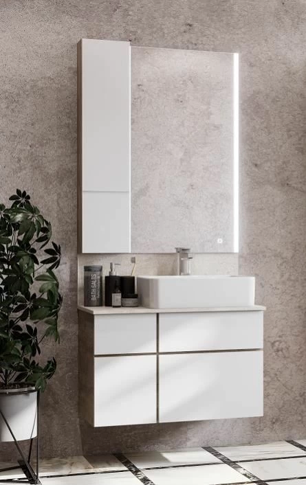 Тумба с раковиной Mila 50 и столешницей Aquaton Мишель 80 белый-светлое дерево 1A2445K3MIDU0 - 3