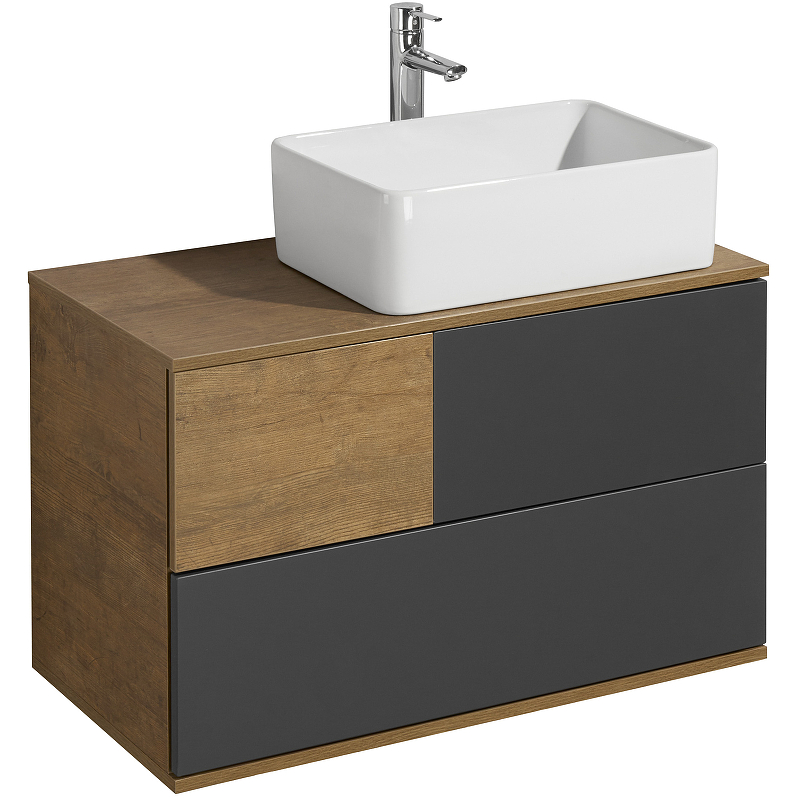 Тумба под раковину Aquaton Терра 105 светлое дерево-серый 1A246901TEKA0 - 1