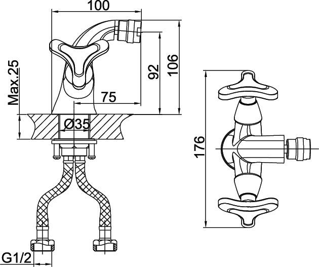 Смеситель для биде D&K DA138  DA1382241 - 1