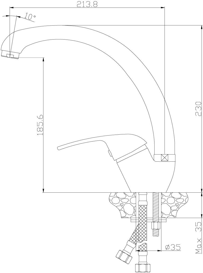 Смеситель для кухонной мойки Rossinka   Y40-23 - 1