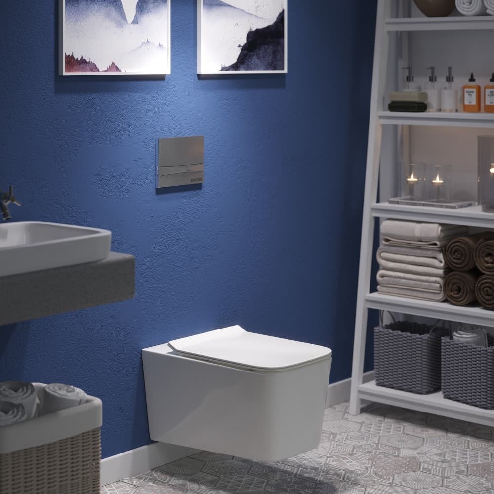 Система инсталляции для унитазов Berges Wasserhaus Novum с кнопкой смыва, матовый хром 040252 - 1