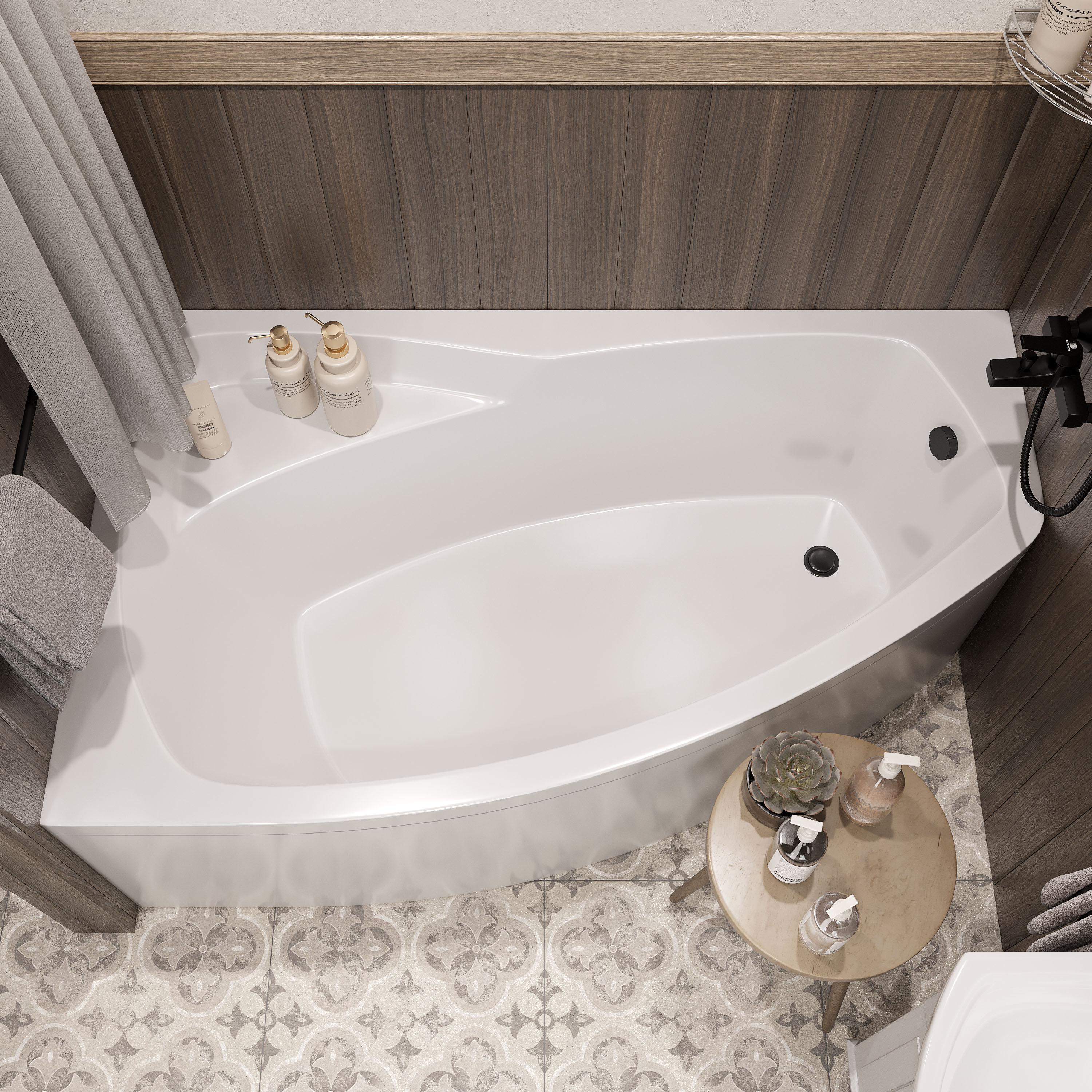 Акриловая ванна STWORKI Монтре 150x90 L, с каркасом Mn1500L - 1