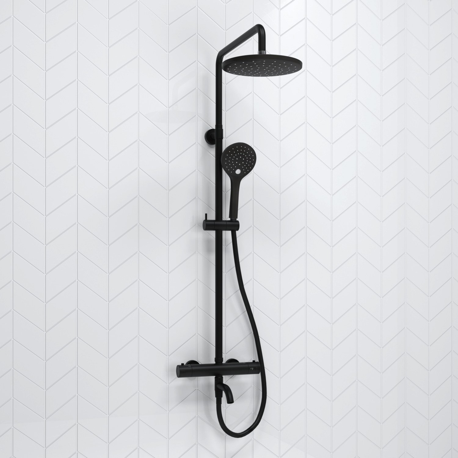 Душевая система WasserKraft 22.5 с термостатом черный матовый A288.077.078.BM Thermo - 1