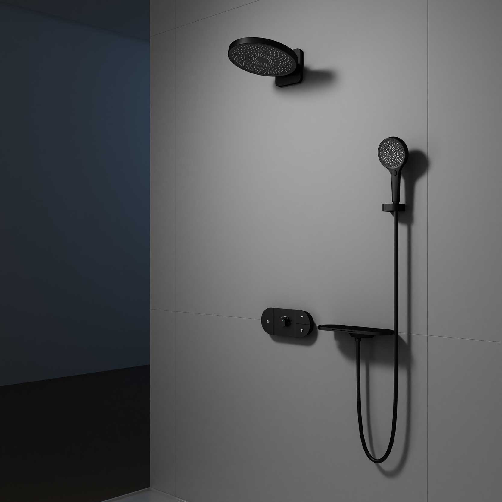 Душевой комплект Vincea Groove с термостатом черный матовый VSFW-2F12TMB - 1