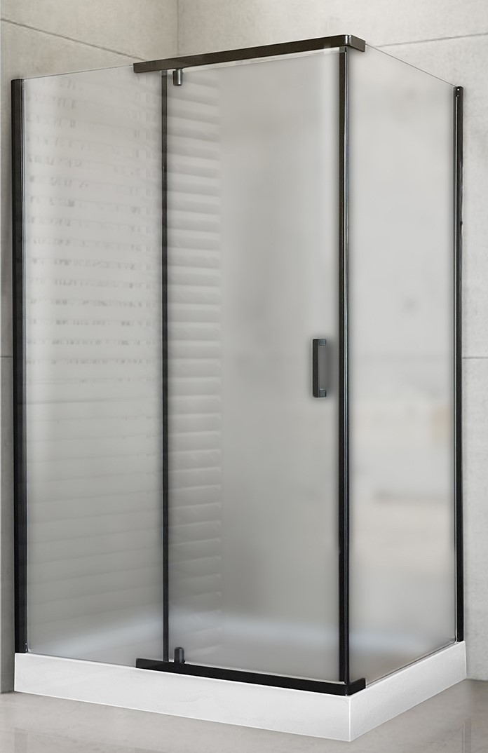 Душевой уголок Royal Bath HPV 140х90 с поддоном профиль черный стекло матовое RB9140HPV-C-BL - 0