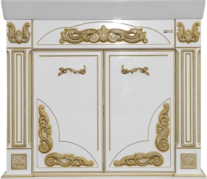 Тумба для комплекта Misty Барокко 100 белая, патина Л-Бар01100-013Пр - 0