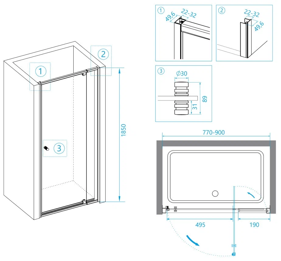 Душевая дверь RGW Passage PA-02 80х185 профиль хром стекло прозрачное 41080208-11 - 2
