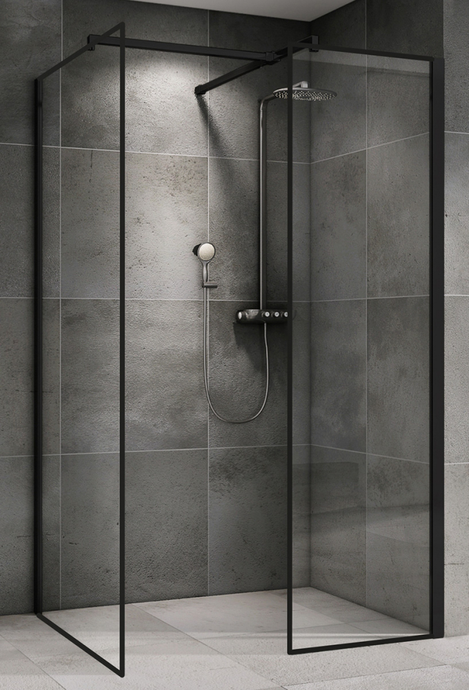 Душевая перегородка ABBER Immer Offen 90 профиль черный  AG67129B - 0