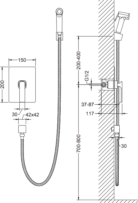 Гигиенический душ Timo Torne 4359/00SM со смесителем, хром  - 1