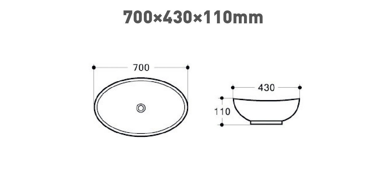 Раковина керамическая накладная, овальная AM2370 - 1