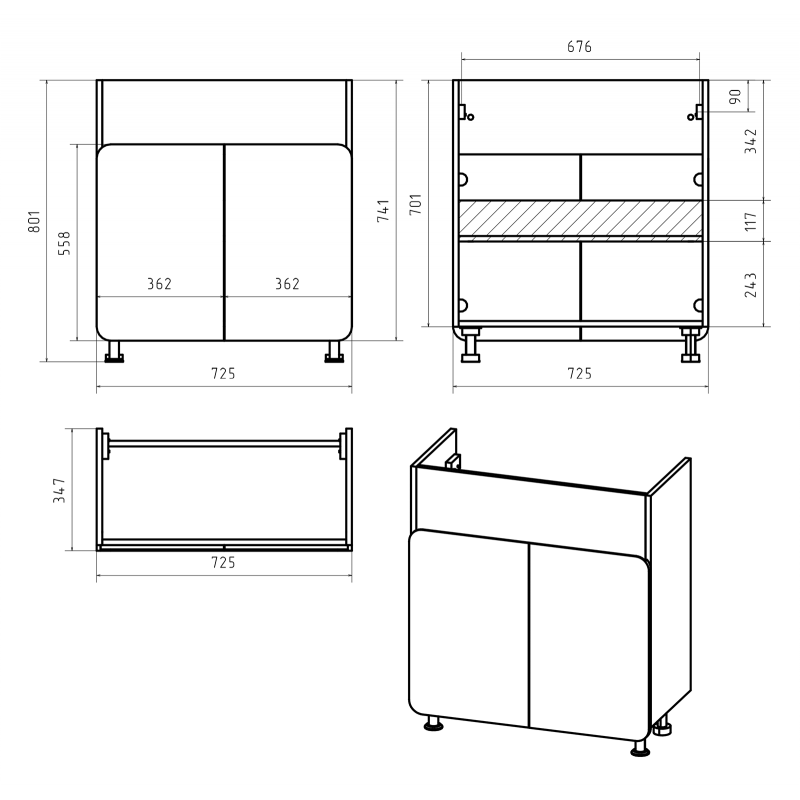 Тумба под раковину Misty Чегет 75 белая глянцевая П-Чег-01075-011 - 2