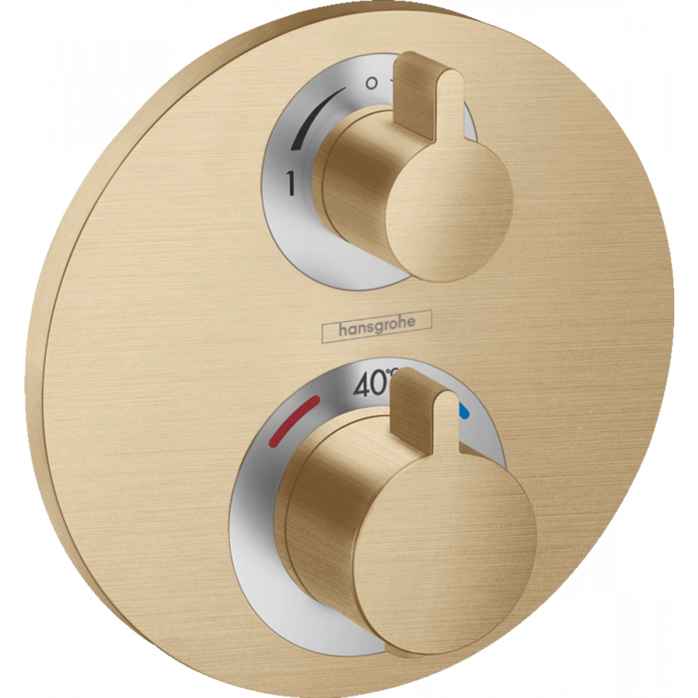 Термостат с запорным/переключающим вентилем Hansgrohe Ecostat S, СМ, шлифованная бронза 15758140 - 0