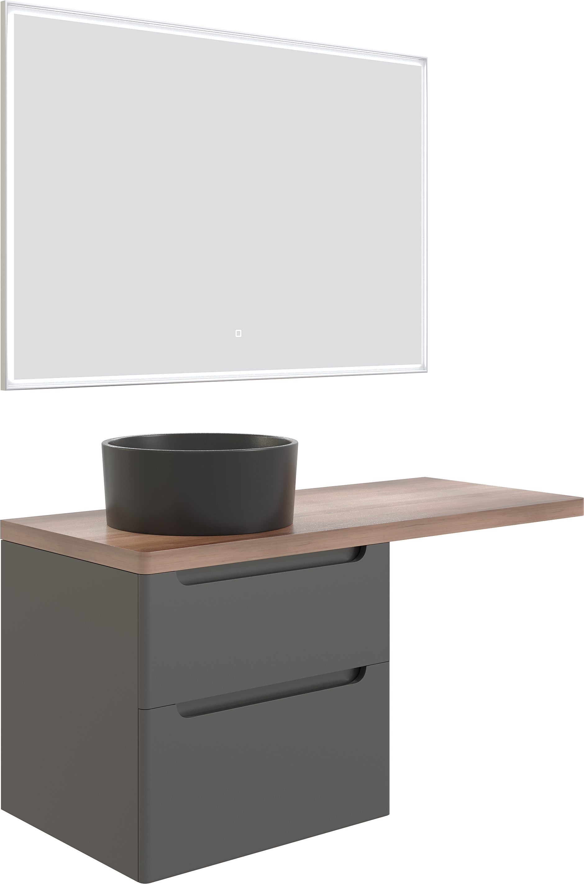 Мебель для ванной STWORKI Берген 60 серая с темной столешницей 122, раковина BOCCHI Vessel черная, R 549765 - 6