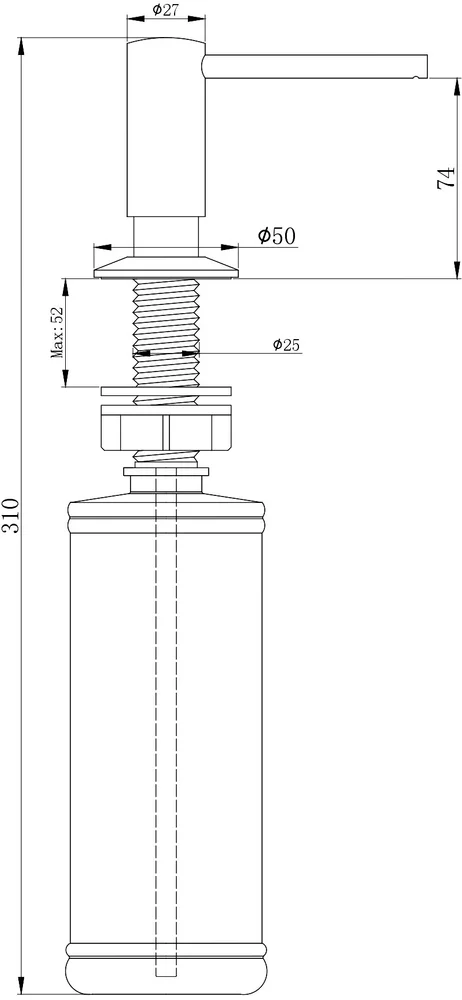 Дозатор для кухонной мойки Paulmark Decus черный матовый D004-418 - 1