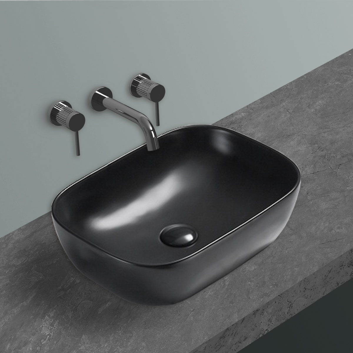 Накладная раковина Vincea 45х32 черная матовая VBS-102MB - 1