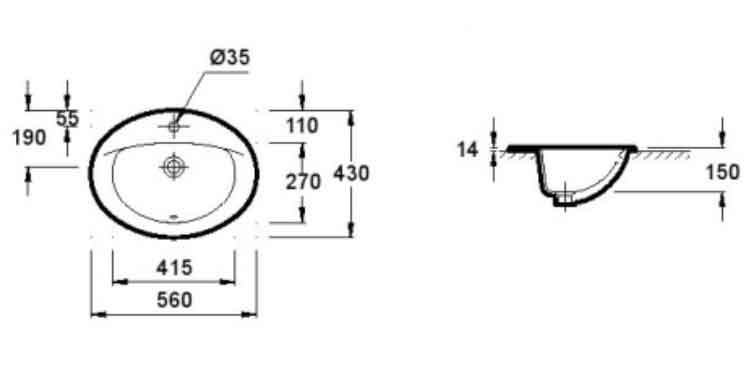 Раковина Jacob Delafon Patio E4155 56 см E4155-00 - 1