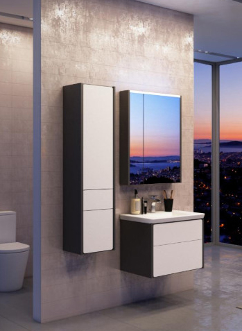 Шкаф-пенал Roca Ronda белый глянец, антрацит, L ZRU9302966 - 3