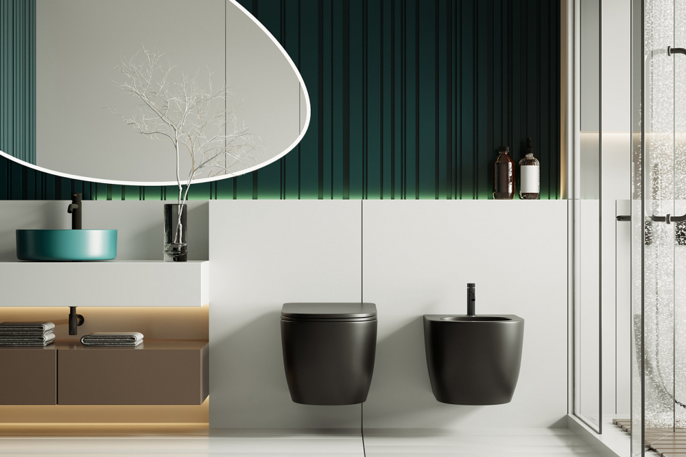 Биде подвесное Abber Bequem черный матовый AC1150MB - 3