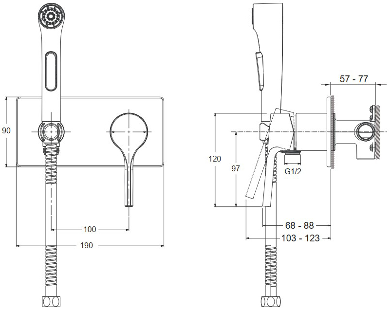 Гигиенический душ Jacob Delafon Elate со смесителем E25838-CP - 5