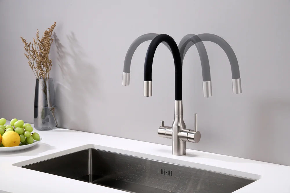 Смеситель для кухни Paulmark Salix с гибким изливом сталь - черный матовый Sa213419-NI - 5