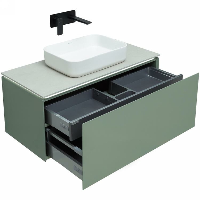 Тумба под раковину Allen Brau Infinity 100 серо - зеленый матовый 1.21004.CGM - 1
