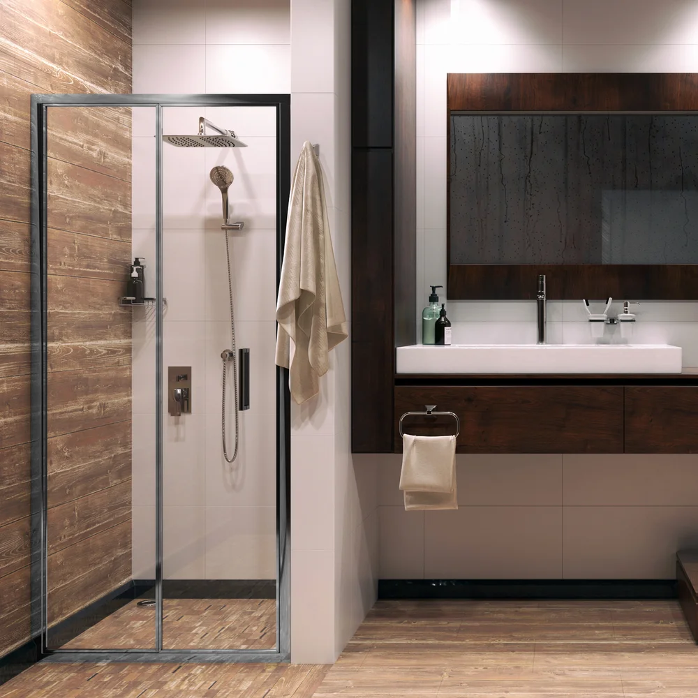 Душевая дверь в нишу Wasserkraft Weser 100х200 профиль хром стекло прозрачное 78F12 - 5