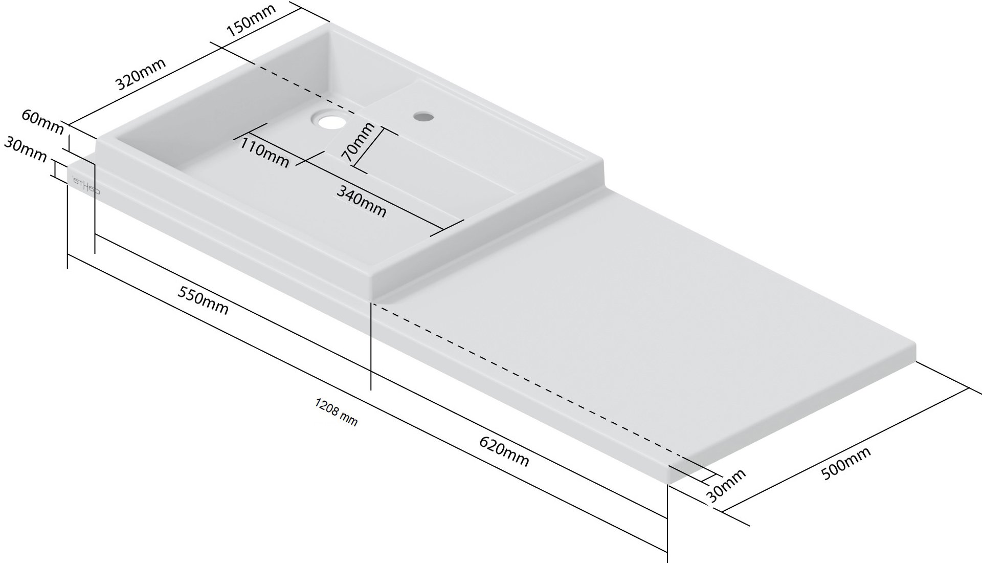 Раковина СанТа Юпитер 120 L, без кронштейнов 900124 - 3
