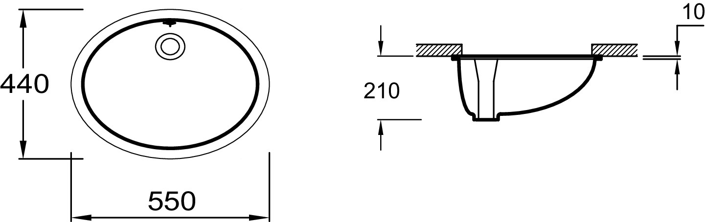 Раковина Jacob Delafon Caxton E2211-0 встраиваемая снизу - 2