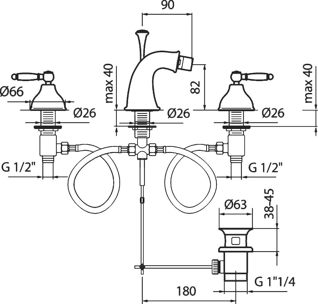 Смеситель Webert Dorian DO710202065 бронза для биде - 1