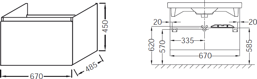 Тумба с раковиной Jacob Delafon Odeon Up 70 серый антрацит - 5