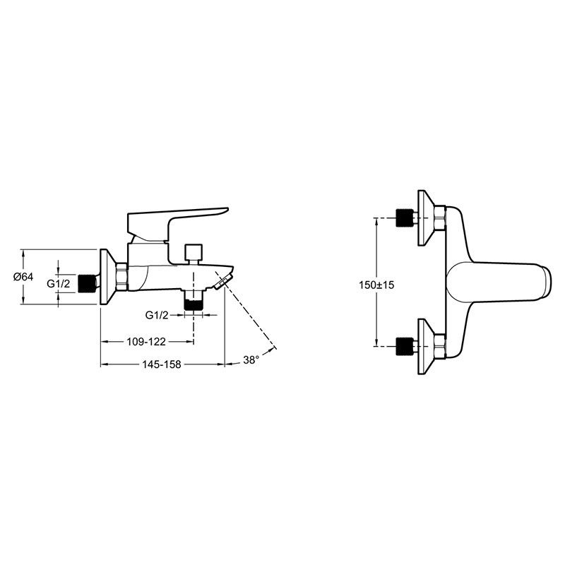 Смеситель Jacob Delafon Oscar E29844-BL для ванны с душем - 1