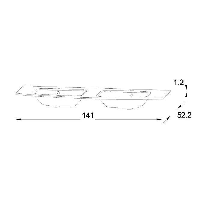 EB1887RU-DE1 Nona стеклянная раковина, матовый белый, 140 см, 2 раковины - 1