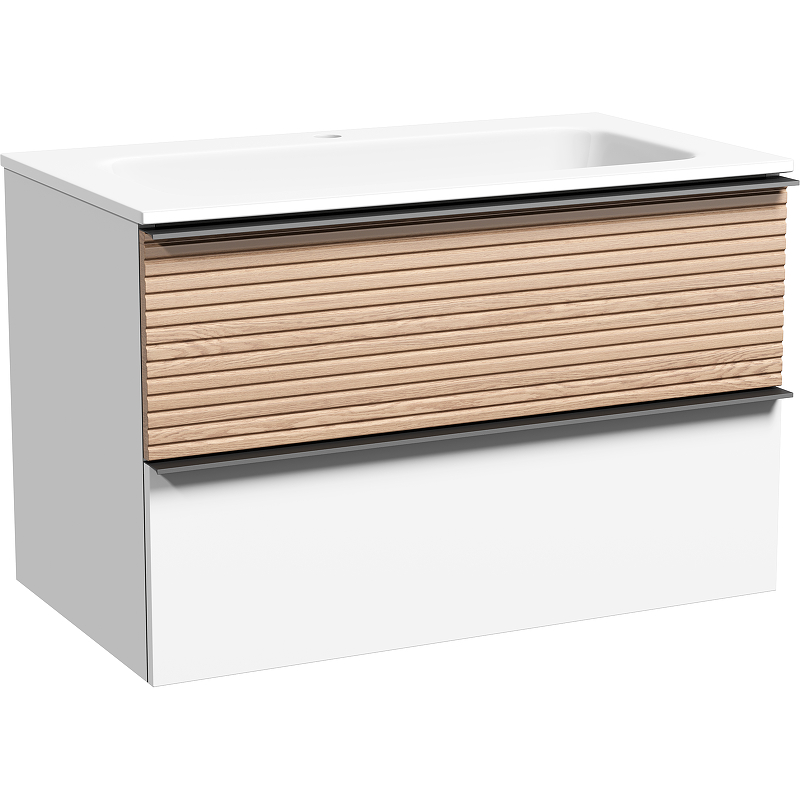 Тумба под раковину Sancos Delta 79х44 белая - светлое дерево DL80W - 0