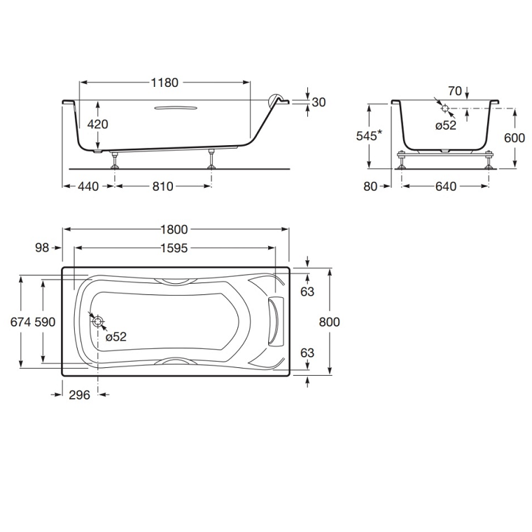 Экран Roca BeCool 180 ZRU9302783 - 1