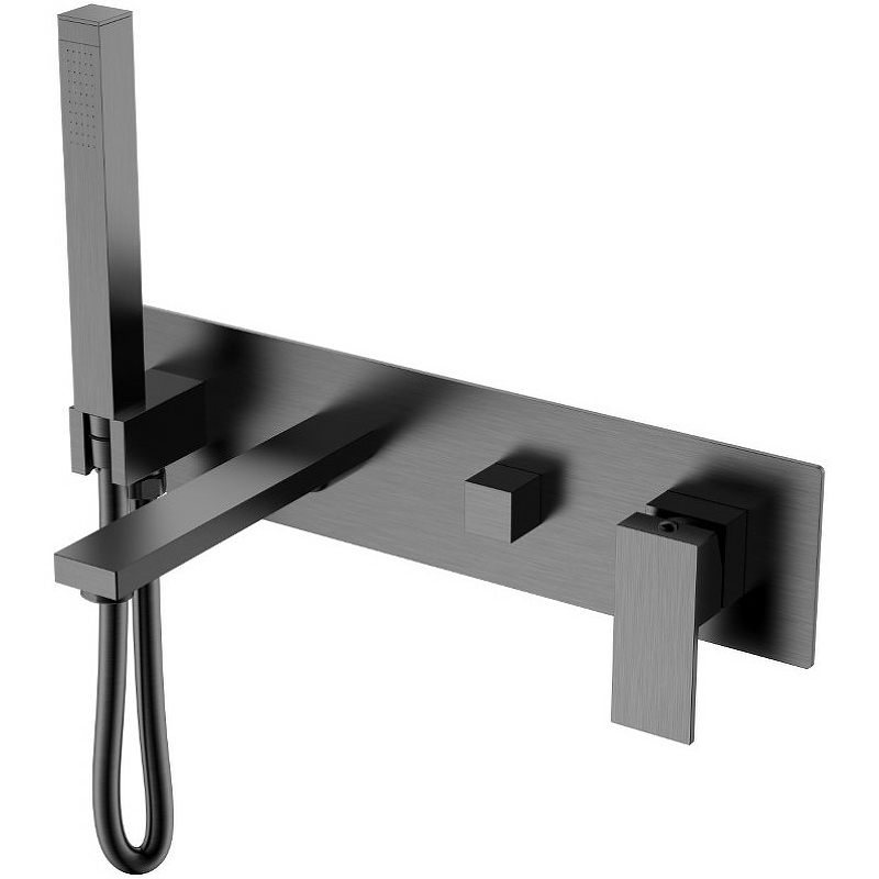 Смеситель для ванны с душем Boheme Qubic темный хром матовый 474-2-GM - 0