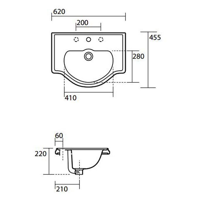 KERASAN Retro Раковина 62х45,5см с 1 отв. под смеситель, цвет белый 103001*1 - 2