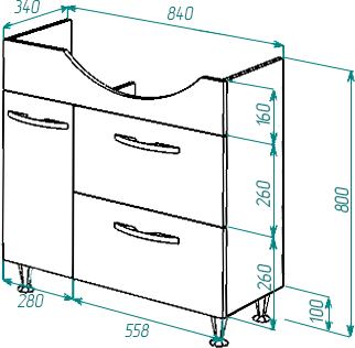 Тумба для комплекта Bellezza Балтика 90 R белая 4638915111014 - 3