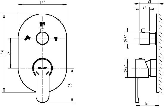 Смеситель Bravat New Moon P69191C-RUS для ванны с душем - 1