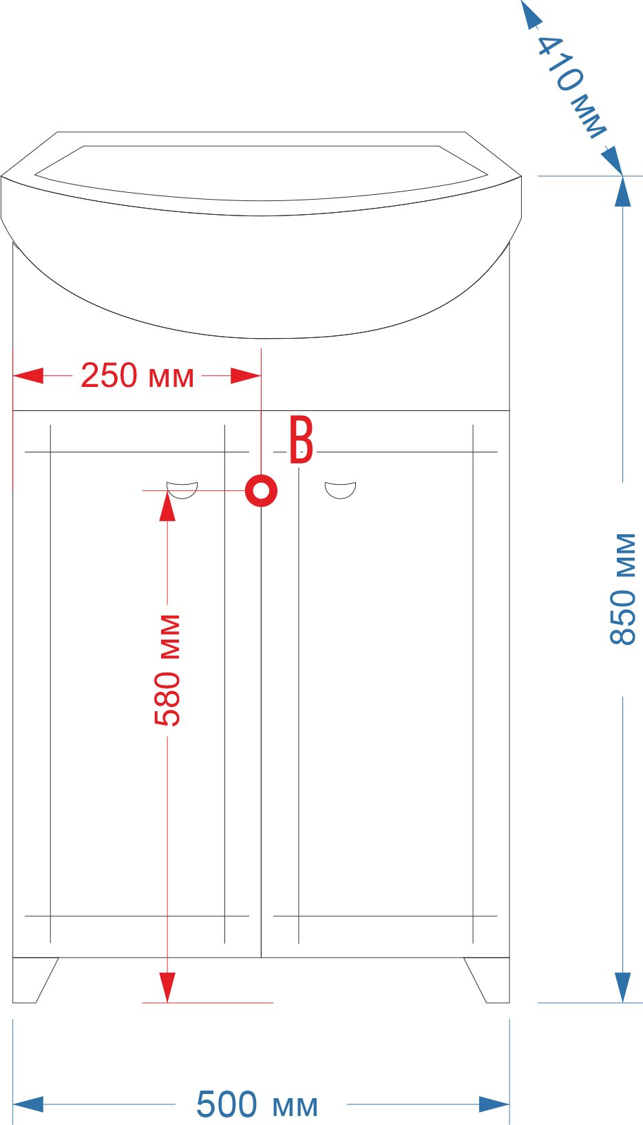 Тумба с раковиной Misty Уют 50 прямая белая - 4