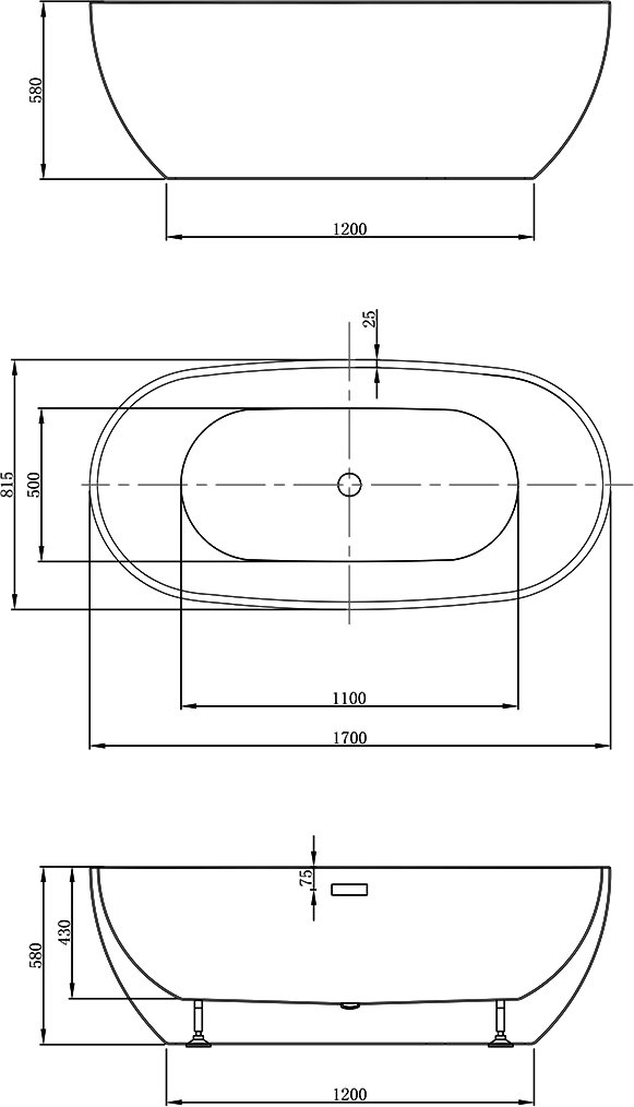 Акриловая ванна Vincea VBT-408-1700 белая - 4