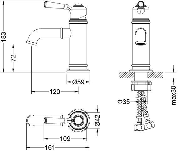 Смеситель для раковины Timo Arisa 5361/02F антик - 1