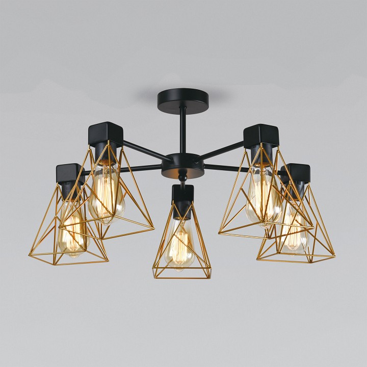 Люстра на штанге Eurosvet Trappola 70107/5 черный/латунь - 0