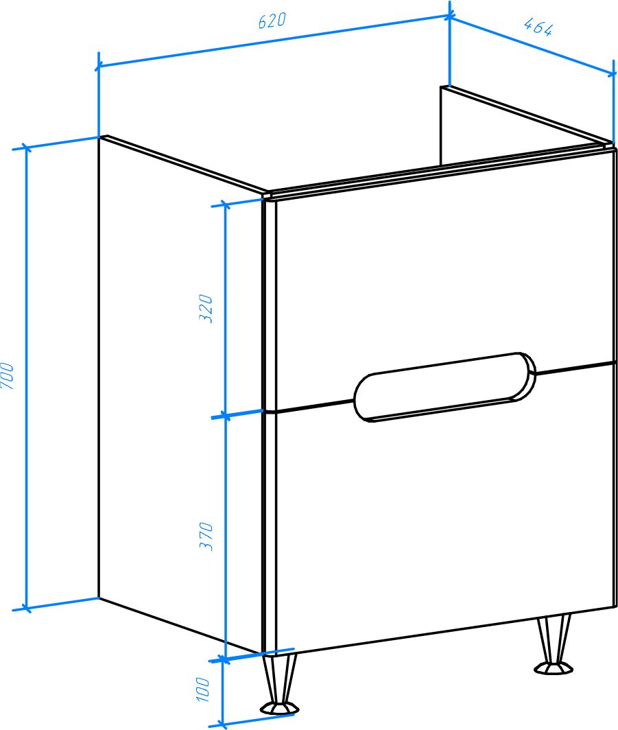 Тумба для комплекта Bellezza Андрэа 65 бежевая 4639010110070 - 3